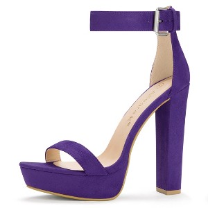 Allegra K Women's Open Toe Platform High Block Heel Ankle Strap Sandals - 1 of 4