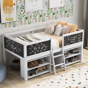 NicBex Twin Size Low Loft Bed with Shelves,Loft Bed Frame with Ladder,Bed Frame for Kids,Box Spring Not Required - 1 of 4