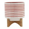 Syemin Planters Ceramic Planter on Stand with Dots, Decorative Plant Pots for Living Room, Garden, Balcony, Home Decor, Red 10"*10"*12" - 2 of 4