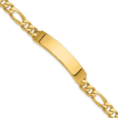 Black Bow Jewelry Men's 8mm 14k Yellow Gold Solid Figaro I.D. Bracelet, 8 Inch