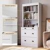 Bookshelf with 3 Drawers, 71in Tall Bookcase Shelf with 3-Tier Shelves, Display Bookshelves Cabinet - 4 of 4