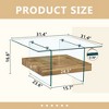 ChicFurnit Coffee Table Modern Two Tier Square with Clear Glass and Light Wood for Living Room, Brown, 31.4"*31.4"*16.6" - 3 of 4