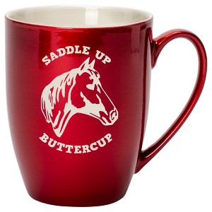 100 North Horse 10 Ounce Cardinal Red Metallic Finish, Comfortably Fits Your Hands, New Bone China Coffee Tea Cup Mug, Saddle Up Buttercup - 1 of 1