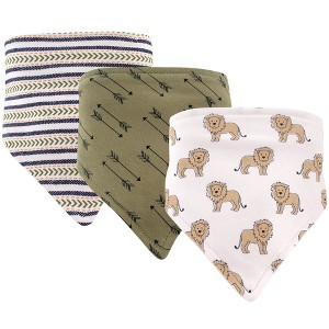 Hudson Baby Infant Boy Cotton Bandana Bibs 3pk, Lion, One Size - 1 of 1