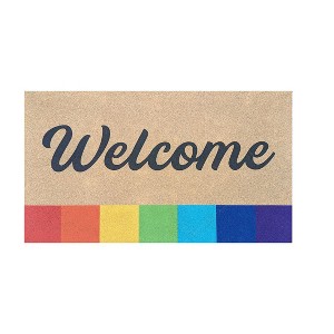 Evergreen 16 x 28 Inches  Welcome Door Mat | Non-Slip Rubber Backing | Dirt catching Natural Coir | Indoor and Outdoor Home Decor - 1 of 1