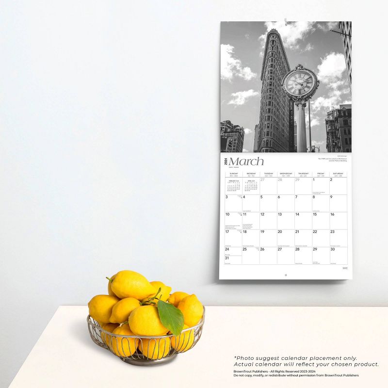 Browntrout 2024 Wall Calendar 12&#34;x12&#34; New York City Black &#38; White, 4 of 5