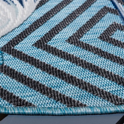 Ivory Geometric Round Synthetic Non-slip Rug