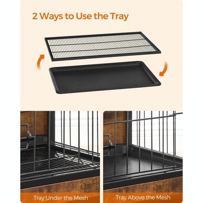 Rustic Brown Medium Dog Crate Table with Steel Frame