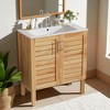 30" Vintage Bathroom Vanity with Ceramic Sink, Soft-Close Doors, Adjustable Shelf, Slatted Design - 2 of 4