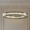 ALOADECOR 34'' Modern Halo Round Textured Glass Integrated Led Chandelier Brass Empire Led Ceiling Light For Dining Room Living Room - 3 of 4