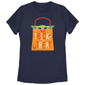 Women's Star Wars The Mandalorian Halloween Grogu Trick or Treat Bag T-Shirt - 1 of 4