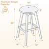 Beautyolove 26 in. Natural Backless Wood Counter Height Swivel Bar Stool with Padded Fabric Seat (Set of 2) - 2 of 4