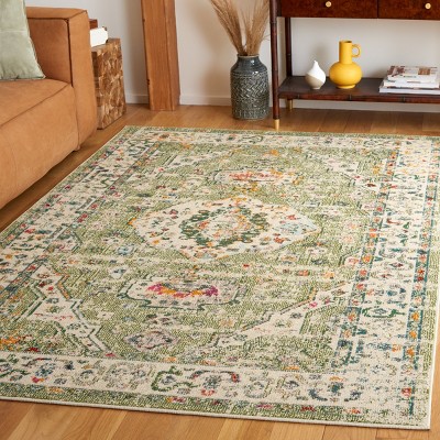 Sage and Ivory Synthetic Hand-knotted Square Area Rug