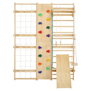 VEVOR Swedish Ladder Wall Gym, 9-in-1 12-Level Solid Wood Gymnastic Stall Bars for Kids Adults, 220LBS Indoor Jungle Gym, Natural - 1 of 4