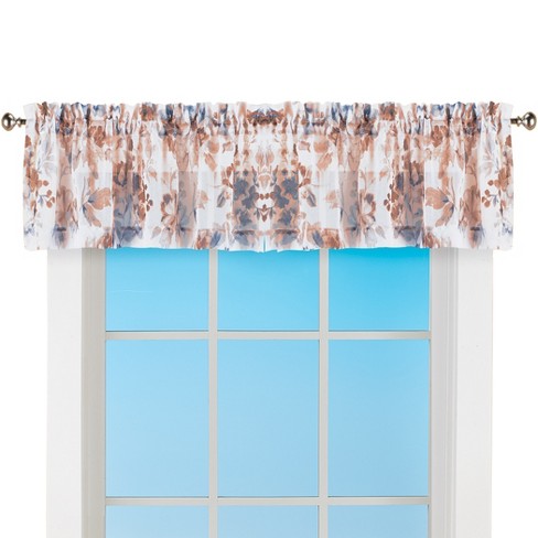 Collections Etc Floral Sheer Fabric Rod Pocket Top Window Valance ...