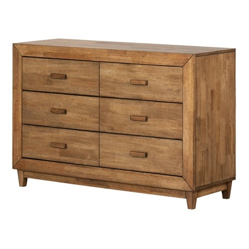 Lubello 6 Drawer Double Dresser Honey Exotic Wood South Shore