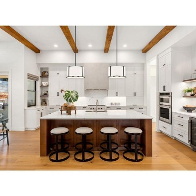 Carlyn Mini Drum Silk Shade Black Pendant Light