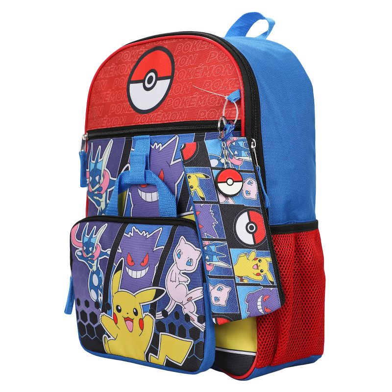 Pokemon 5-Piece Set: 16" Backpack, Padded Utility Case, Small Utility Case, Rubber Keychain, and Carabiner, 5 of 8