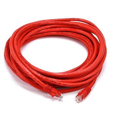 Monoprice Cat6 Ethernet Patch Cable - 25 Feet - Red | Network Internet Cord - RJ45, Stranded, 550Mhz, UTP, Pure Bare Copper Wire, 24AWG