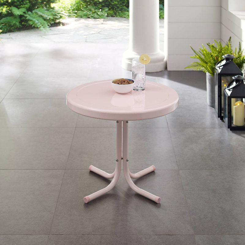 Crosley Griffith Outdoor Side Table Pastel Pink Gloss, 4 of 9