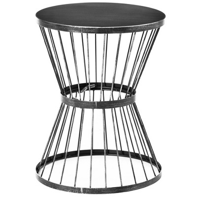 Dracelo 16 in Steel Patio Side Table, Garden End Table with Hourglass Design