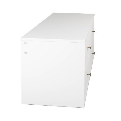 Serenity White Floating Dresser with Brushed Brass Knobs