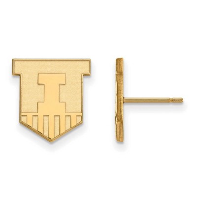 Black Bow Jewelry 10k Yellow Gold Illinois Fighting Illini NCAA Post Earrings