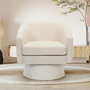 GustoWave Swivel Accent Chair with Armrest, Mid Century 360° Swivel Barrel Chair with Double-layer cushion, Round Chenille Fabric Velvet - 1 of 4
