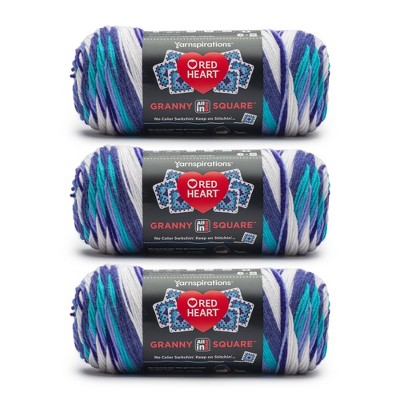 Red Heart All in One Granny Square Yarn 24 Pack-Soft White - Amethyst