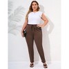 Womens Plus Size Stretchy Work Pants Elastic Waist Business Casual Pants with Pockets Tapered Dress Pants - 4 of 4