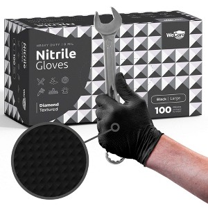 WeCare Diamond Textured Black Nitrile Gloves, 8 Mil Thickness - Perfect for Industrial & Automotive Work - 1 of 4