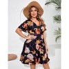 BLUEMING Plus Size Womens Dresses V Neck Floral Flutter Sleeve Midi Surplice Dress Waist Belted Floral Tie Waist Dress Bell Sleeve Dress Flowy Dress - 3 of 4