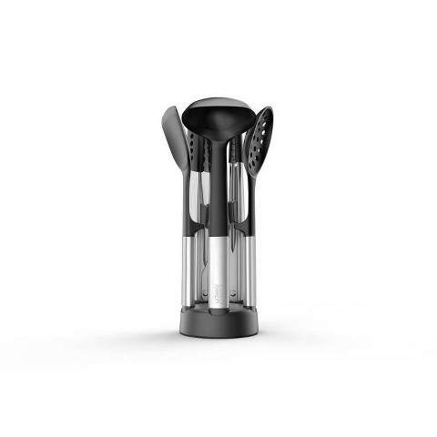 Joseph Joseph 5pc Elevate Fusion Silicone Utensil Set with Storage Stand: Stainless Steel Kitchen Utensils, Dishwasher-Safe