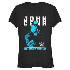 Juniors Womens WWE John Cena You Can't See Me Blue T-Shirt - 1 of 4