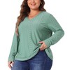 Agnes Orinda Women's Plus Size Long Sleeve Hollow Out V Neck Blouse - 2 of 4