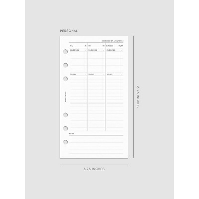 2026 Dated Weekly Task Planner Insert | Monday Start | Cloth & Paper