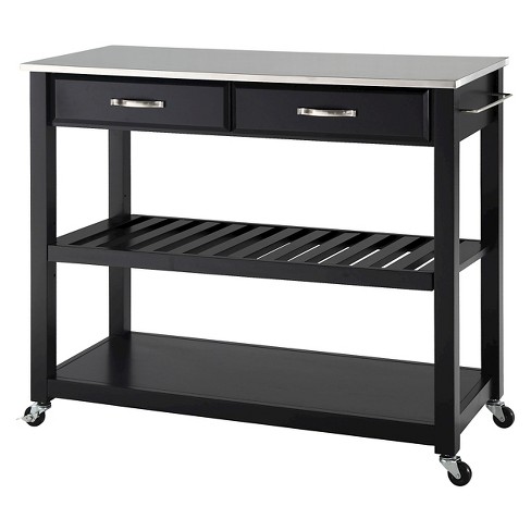 Stainless Steel Top Kitchen Cart Island With Optional Stool