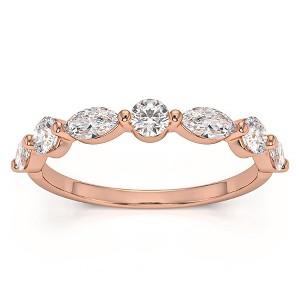 Pompeii3 1Ct Marquise & Round Diamond Wedding Ring in White, Yellow, or Rose Gold - 1 of 4