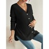 Maternity Tops Long Sleeve Button Down Front Cardigan Drop Shoulder Pregnancy Top - 3 of 4