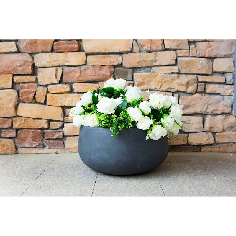 Rosemead Home &#38; Garden, Inc. 16&#34; Wide Kante Lightweight Concrete Outdoor Bowl Planter Pot Charcoal Black, 4 of 6