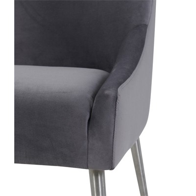 Beatrix 19" Grey Velvet Upholstered Side Chair with Silver Metal Legs
