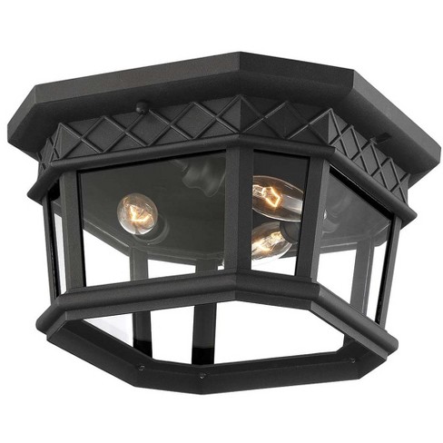 Park Harbor Phel5105 Fox Field 3 Light 12 Wide Outdoor Flush Mount Square Ceiling Fixture