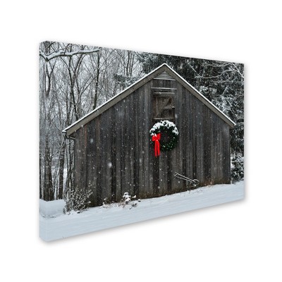 "Christmas Barn in the Snow" Outdoor Canvas