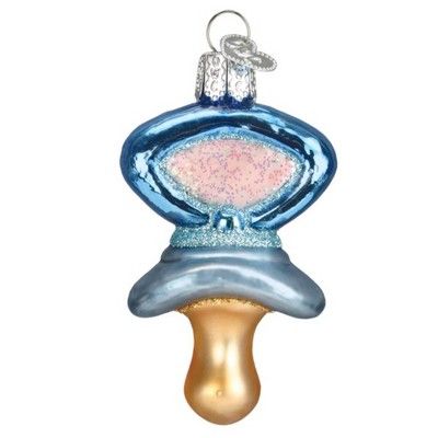 Old World Christmas Blown Glass Ornament for Christmas Tree, Blue Pacifier