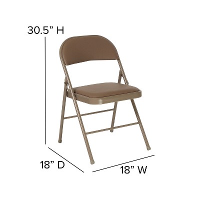 Hercules Series Beige Vinyl Metal Folding Reception Chair