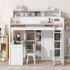 PAGED Twin Size Loft Bed with Desk Modern Simple Wooden Bed Frame with Storage Shelves, Wardrobe and Guardrail for Bedroom - 2 of 4