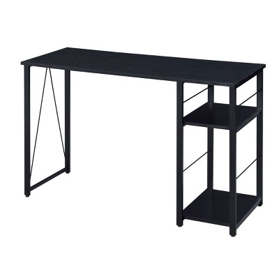 GlasFlength Desks Metal Frame Rustic Computer Desk Gaming Desk Home Office Desk Simple Design for Small Spaces, Black, 47.5"*19.5"*28.5"