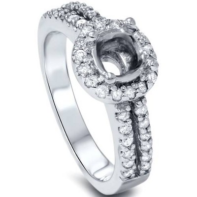 Pompeii3 1/2ct Halo Double Row Engagement Ring Setting 14K White Gold