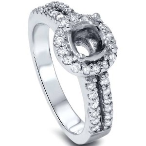 Pompeii3 1/2ct Halo Double Row Engagement Ring Setting 14K White Gold - 1 of 4