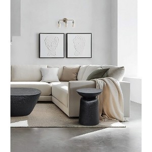 Royal Hampton Josi 21 Inch Round Side End Table, Handcrafted Hammered Design, Drum Pedestal Aluminum Base - 1 of 4